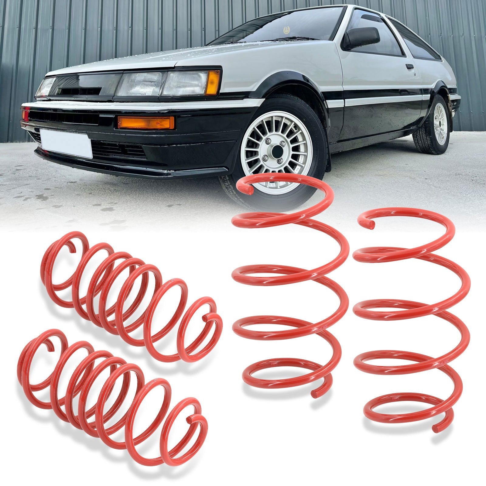 Toyota Corolla AE86 1984-1987 Lowering Springs Red (Front ~1.5" / Rear ~1.5") - Parts Agent