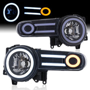 Toyota FJ Cruiser 2007-2014 LED DRL Bar Projector Headlights Black Housing Clear Len Clear Reflector - Parts Agent