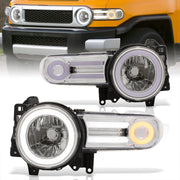 Toyota FJ Cruiser 2007-2014 LED DRL Bar Projector Headlights Chrome Housing Clear Len Clear Reflector - Parts Agent