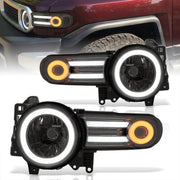 Toyota FJ Cruiser 2007-2014 LED DRL Bar Projector Headlights Chrome Housing Smoke Len Clear Reflector - Parts Agent