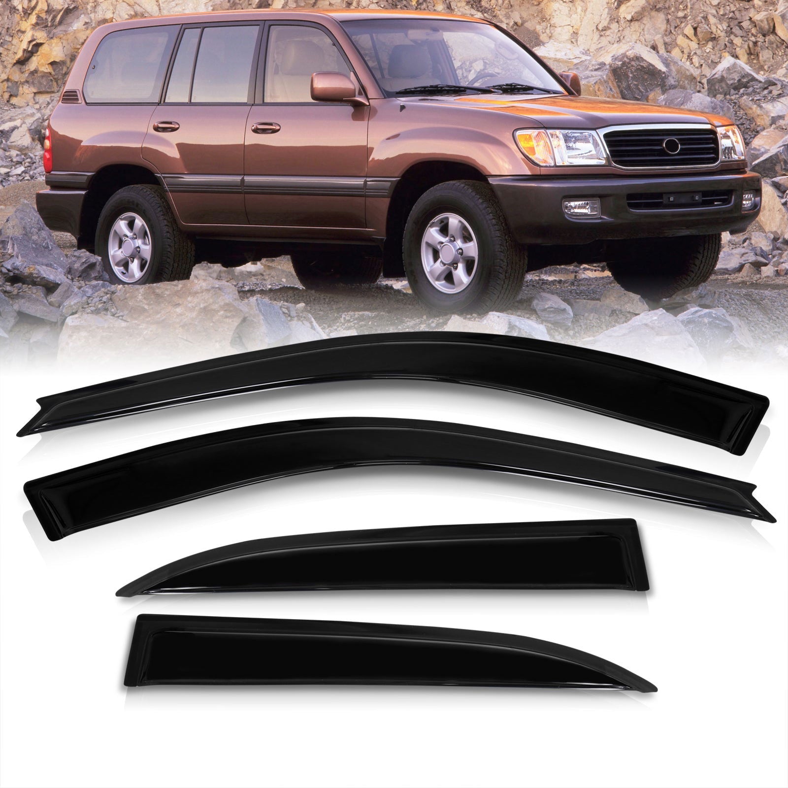 Toyota Land Cruiser 1998-2007 4 Door Tape On Window Visors - Parts Agent