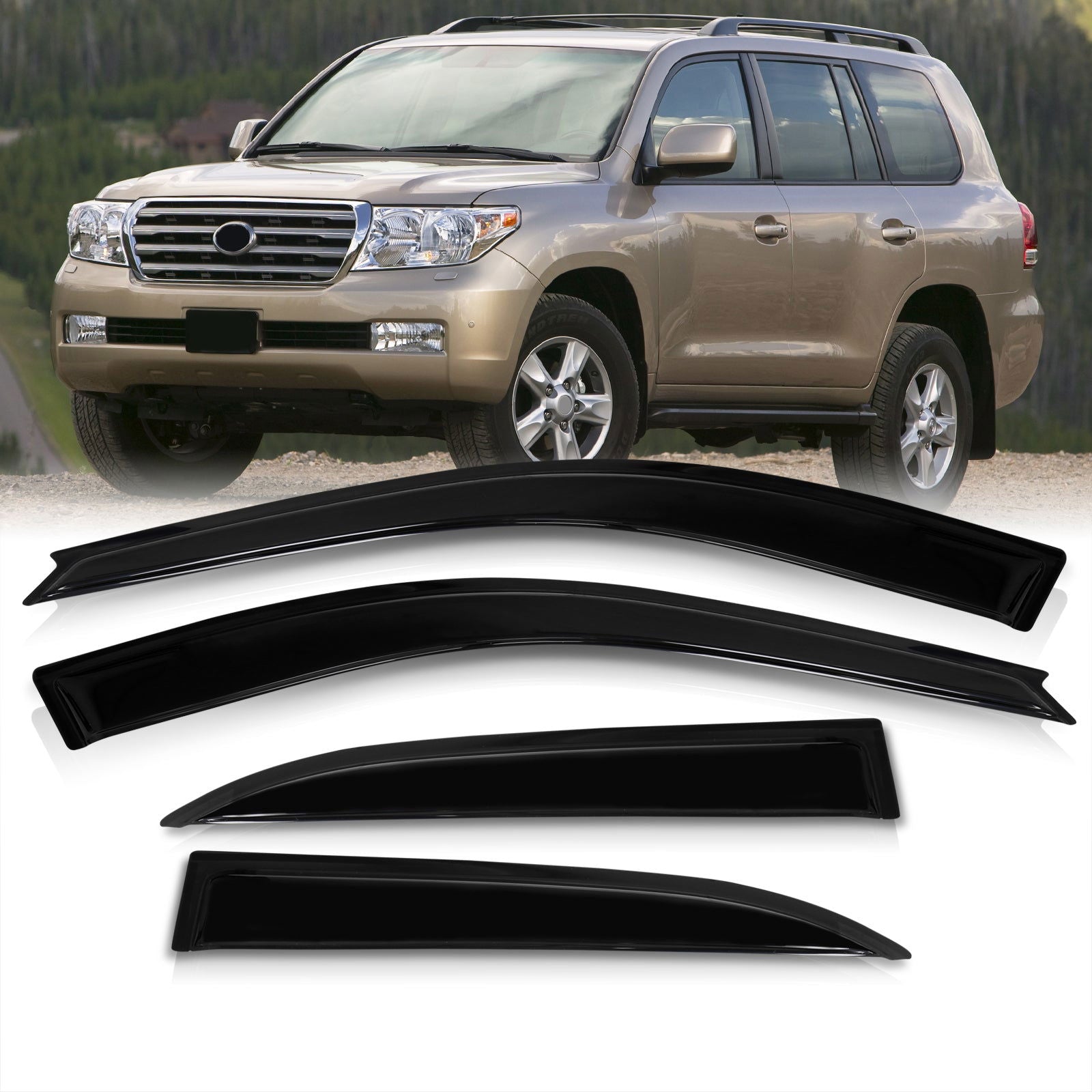 Toyota Land Cruiser 2008-2021 4 Door Tape On Window Visors - Parts Agent