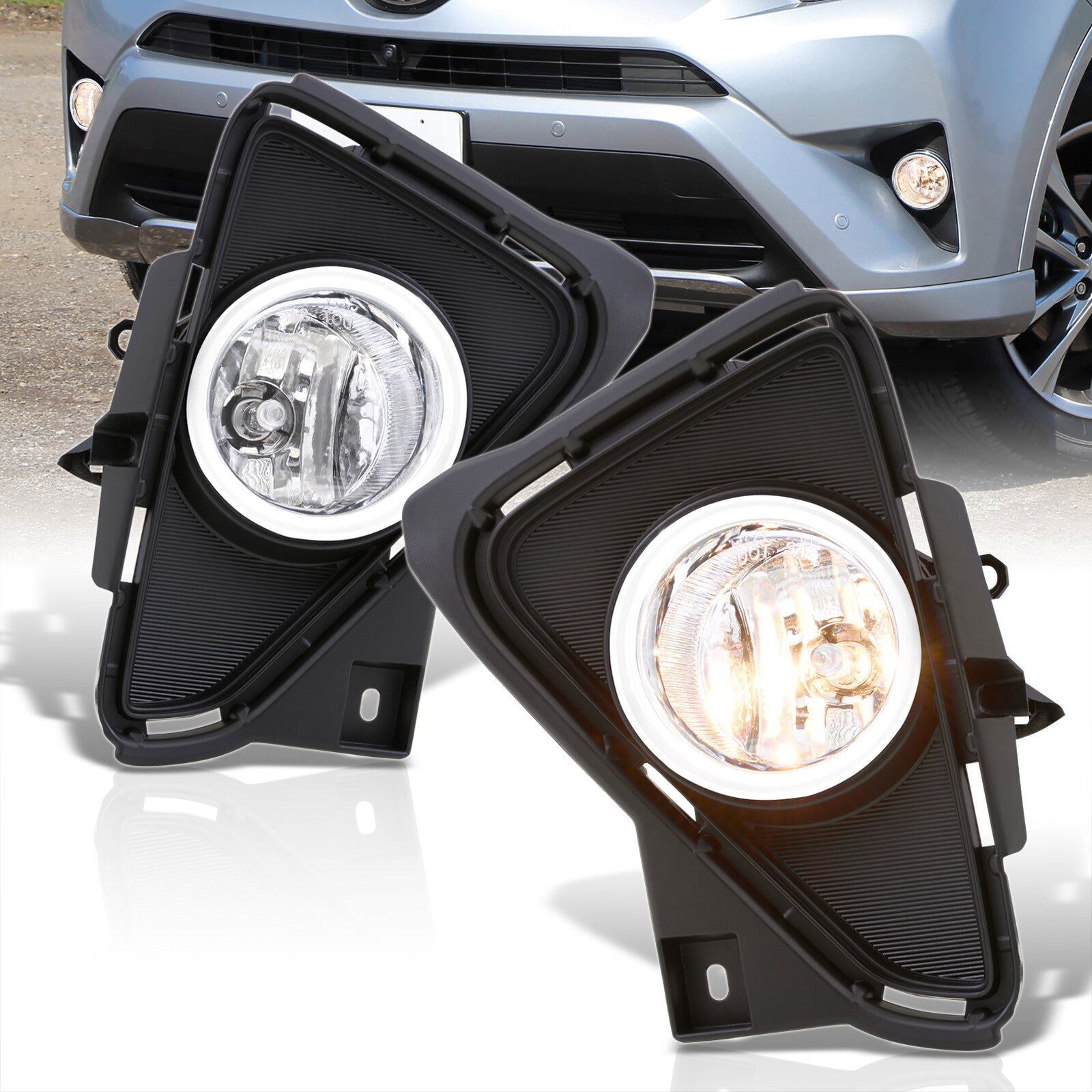 Toyota RAV4 2016-2018 Front Fog Lights Clear Len (Includes Switch & Wiring Harness) - Parts Agent