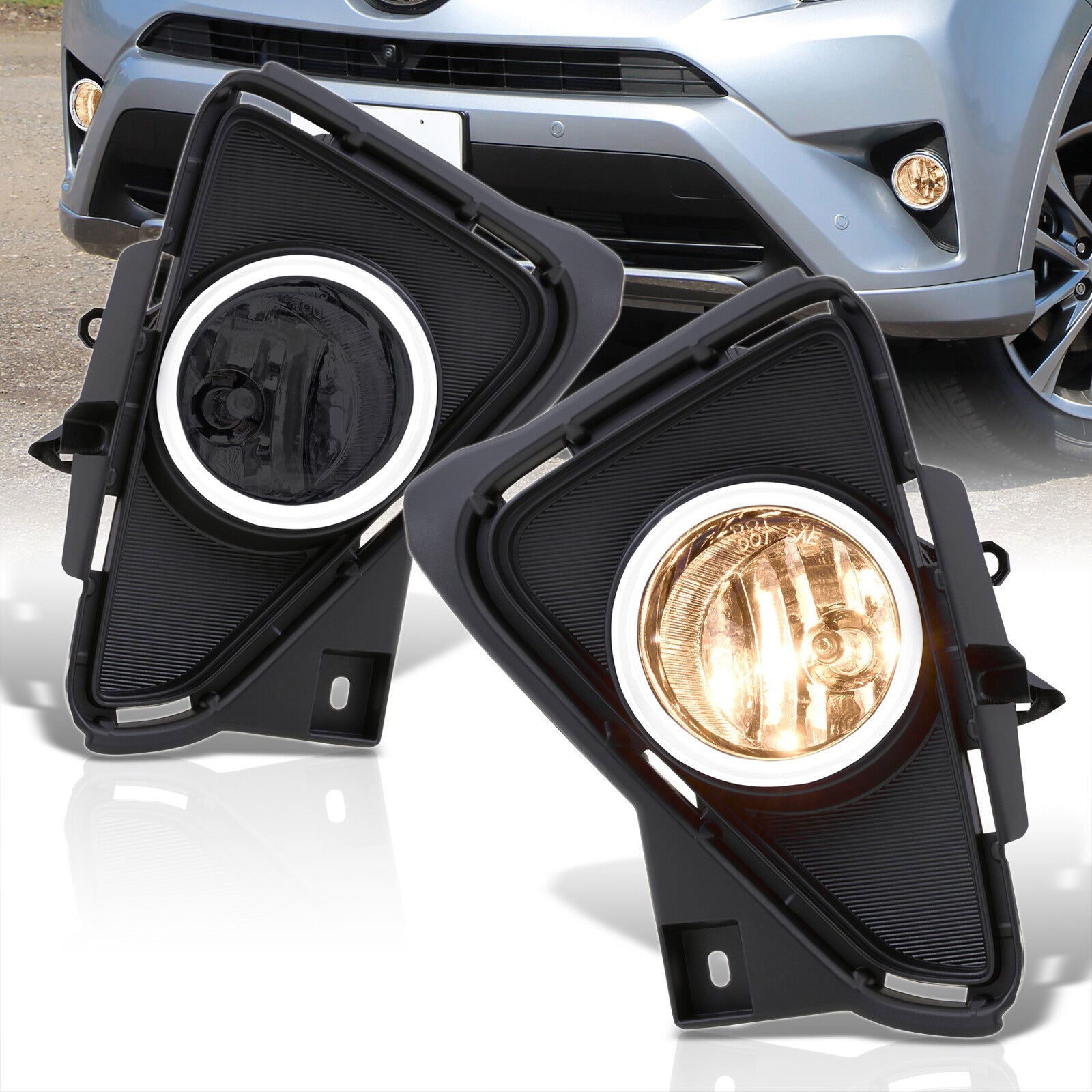 Toyota RAV4 2016-2018 Front Fog Lights Smoked Len (Includes Switch & Wiring Harness) - Parts Agent