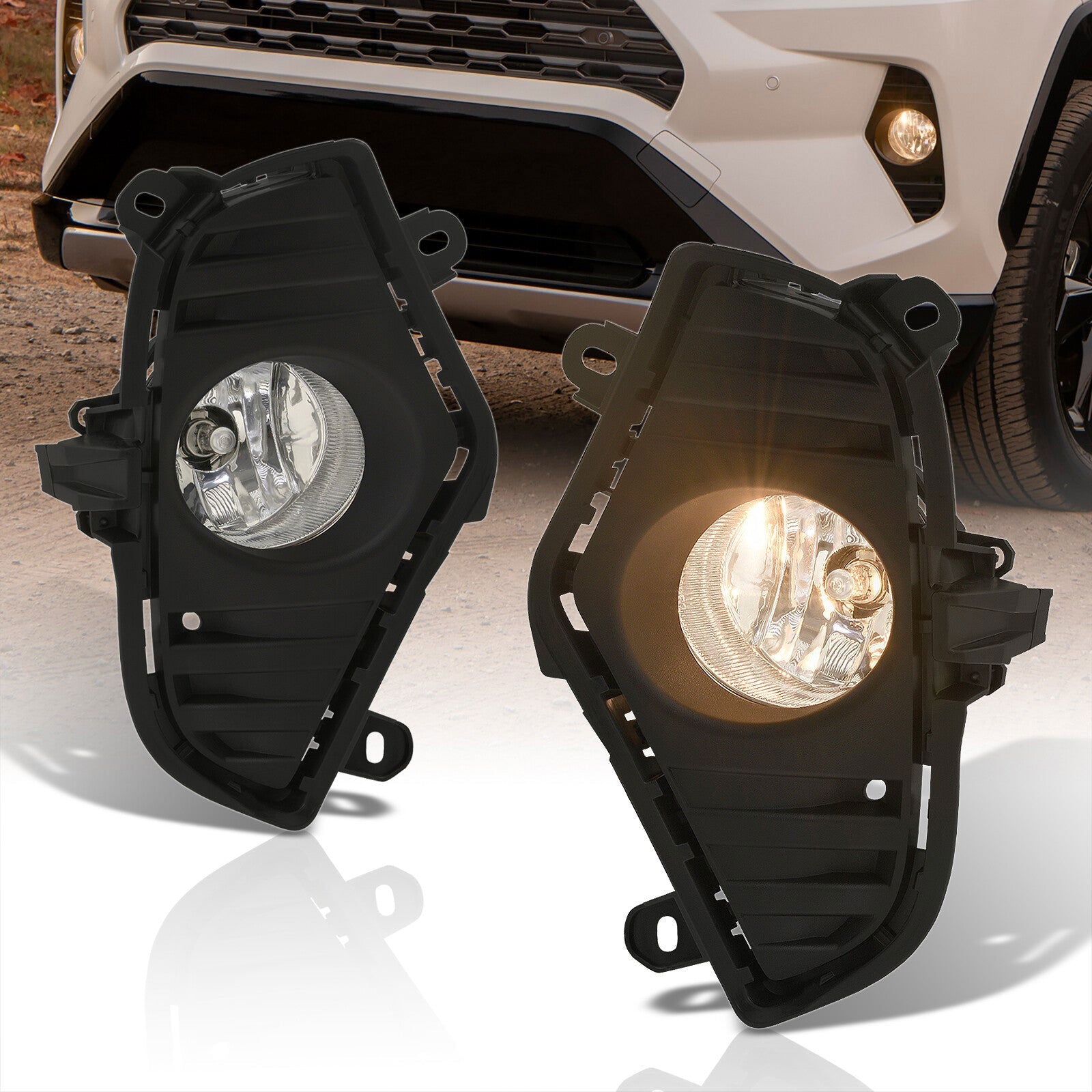 Toyota RAV4 2019-2021 Front Fog Lights Clear Len (Includes Switch & Wiring Harness) - Parts Agent
