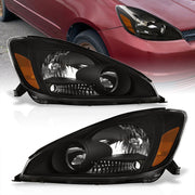Toyota Sienna 2004-2005 Factory Style Headlights Black Housing Clear Len Amber Reflector (Halogen Models Only) - Parts Agent