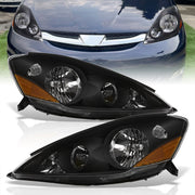 Toyota Sienna 2006-2010 Factory Style Headlights Black Housing Clear Len Amber Reflector (Halogen Models Only) - Parts Agent