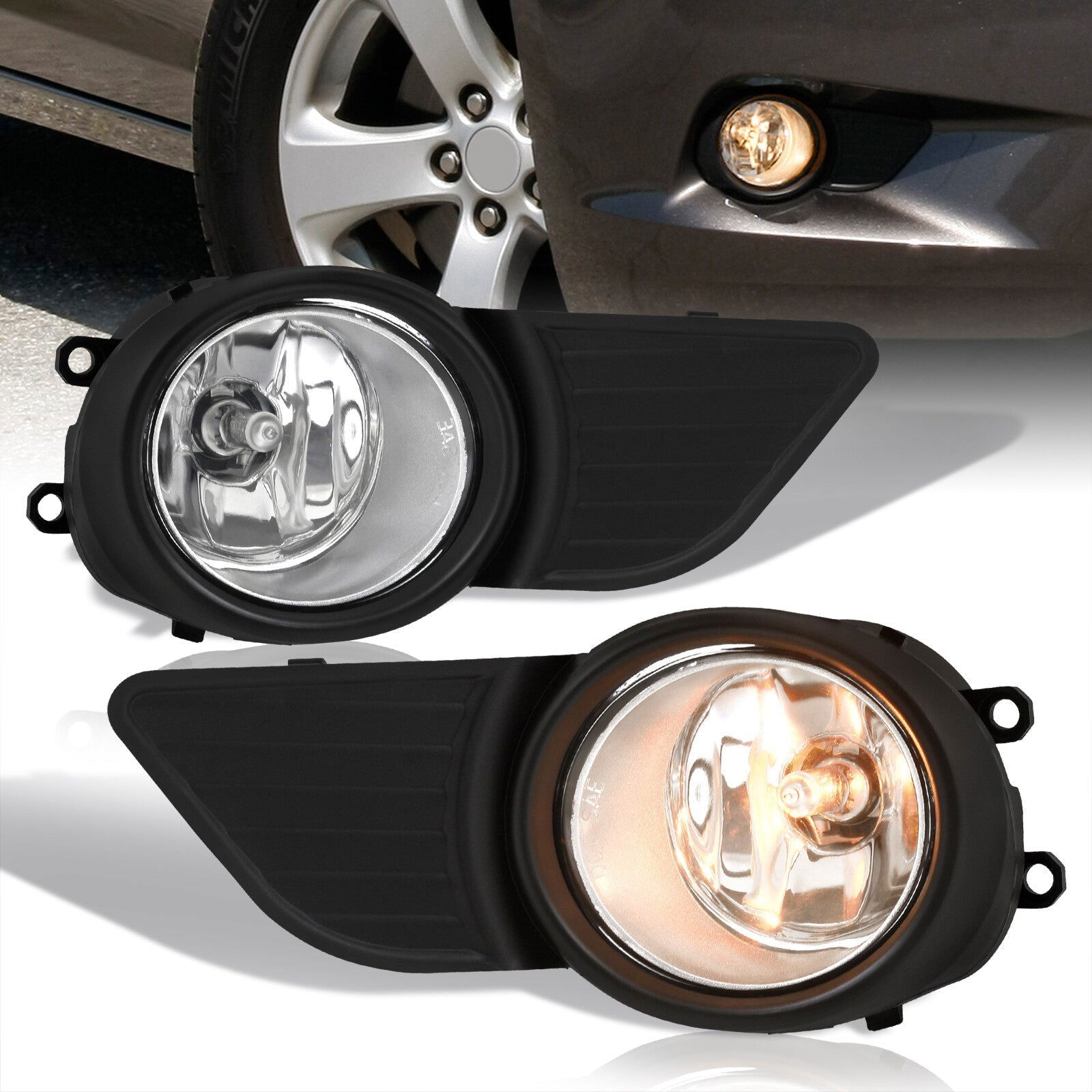 Toyota Sienna 2011-2017 Front Fog Lights Clear Len (Includes Switch & Wiring Harness) - Parts Agent
