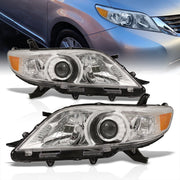 Toyota Sienna 2011-2020 Factory Style Headlights Chrome Housing Clear Len Amber Reflector - Parts Agent