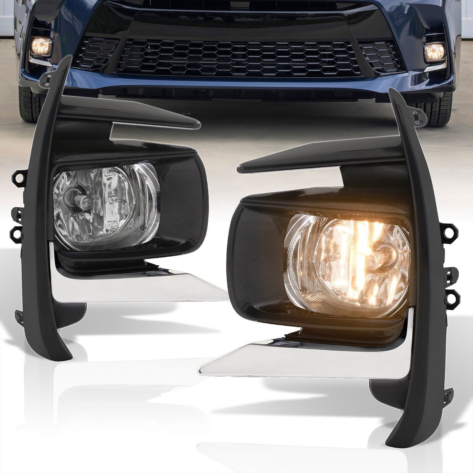 Toyota Sienna (Not Compatible for SE Models) 2018-2020 Front Fog Lights Clear Len (Includes Switch & Wiring Harness) - Parts Agent
