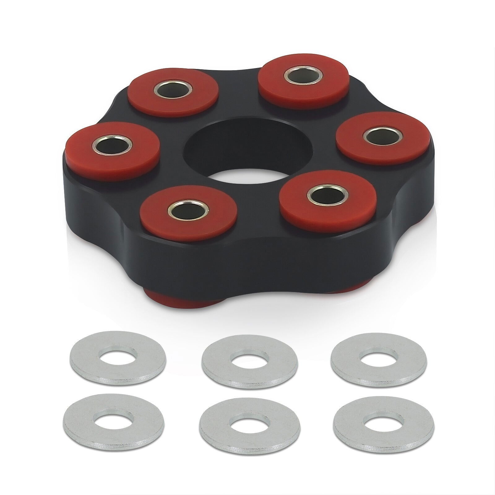 Toyota Supra / Lexus GS300 GS400 GS430 / SC300 SC400 (2JZGE / 1UZFE Non-Turbo) Drive Shaft Flex Disc Black with Red Polyurethane Bushing (LK=105mm/12mm) - Parts Agent