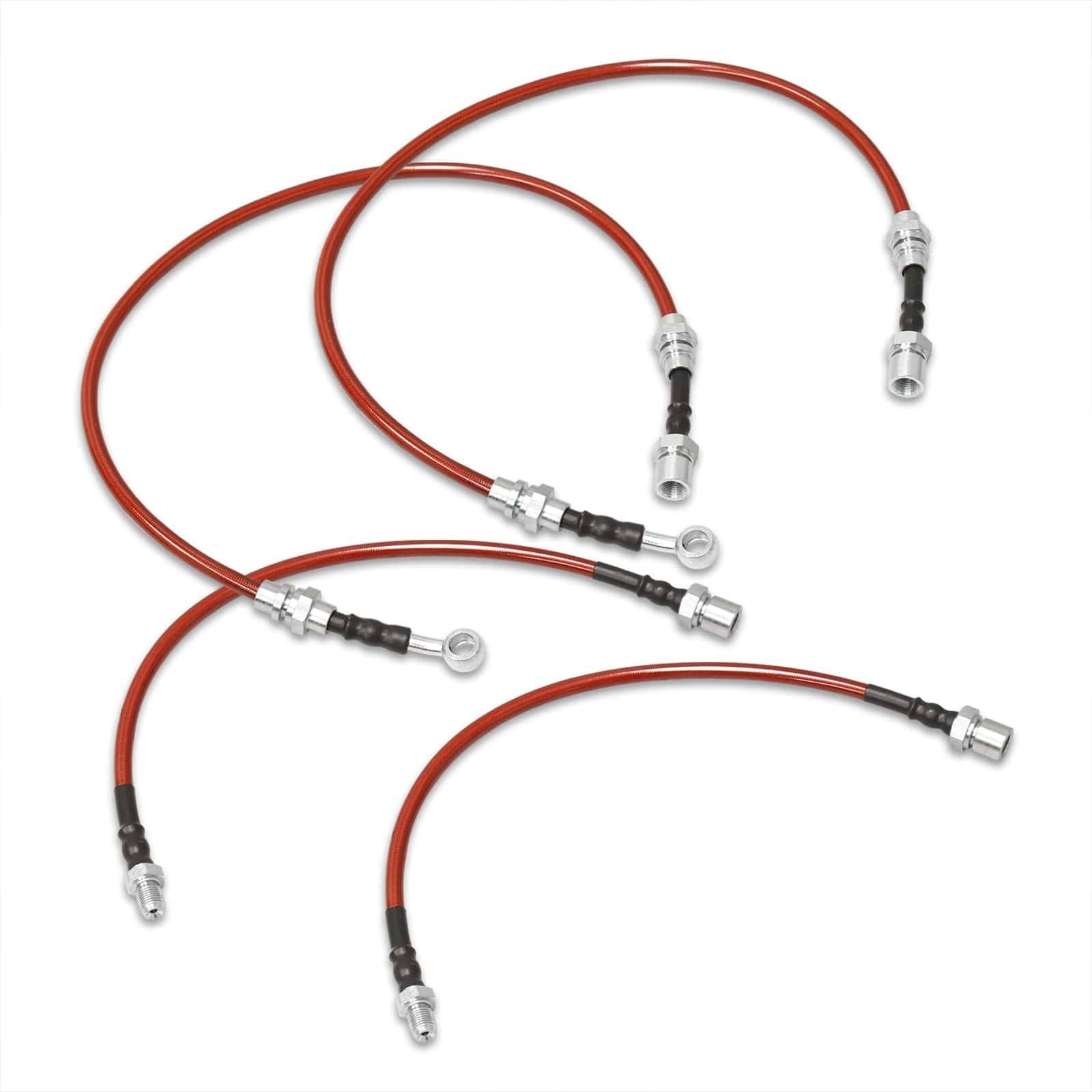 Toyota Supra 1986-1991 Stainless Steel Braided Oil Brake Lines Red - Parts Agent