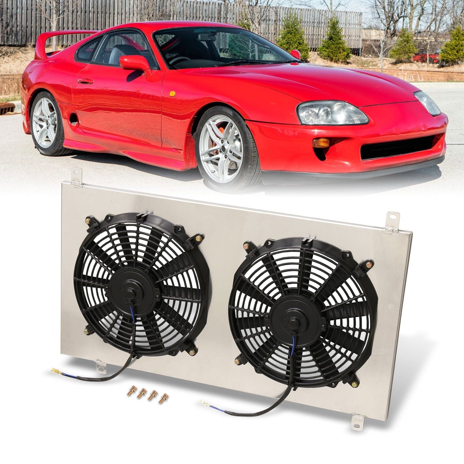 Toyota Supra 1993-1998 M/T Aluminum Radiator Dual Fan Shroud - Parts Agent