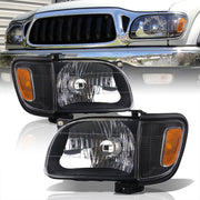 Toyota Tacoma 2001-2004 Factory Style Headlights + Corners Black Housing Clear Len Amber Reflector - Parts Agent