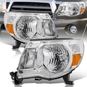 Toyota Tacoma 2005-2011 Factory Style Headlights Chrome Housing Clear Len Amber Reflector - Parts Agent