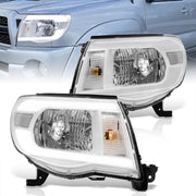 Toyota Tacoma 2005-2011 LED DRL Bar Factory Style Headlights White Housing Clear Len Clear Reflector - Parts Agent