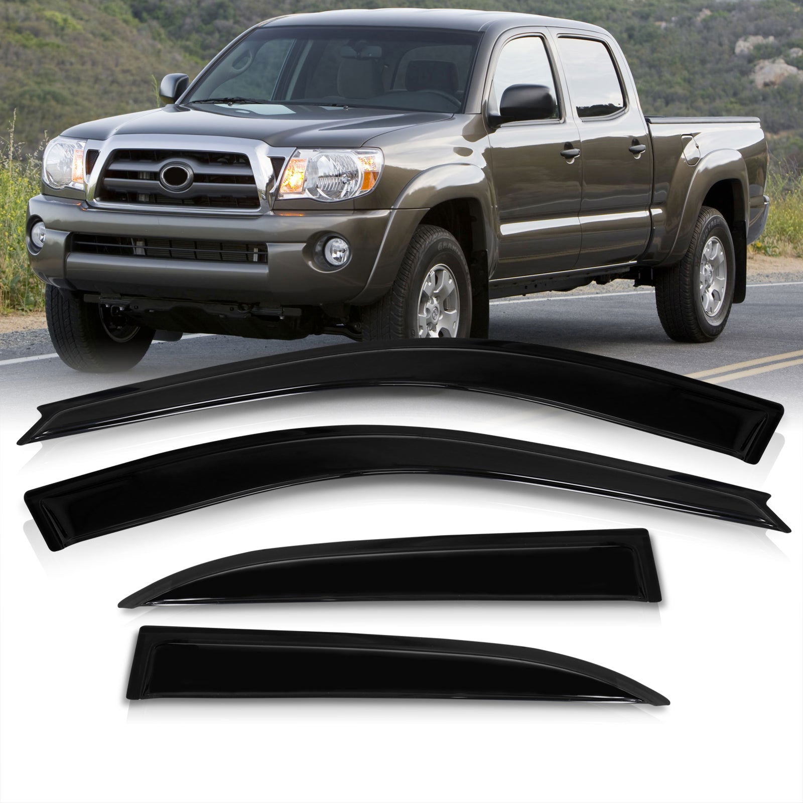 Toyota Tacoma 2005-2015 Double Cab 4 Door Piece Tape On Window Visors - Parts Agent