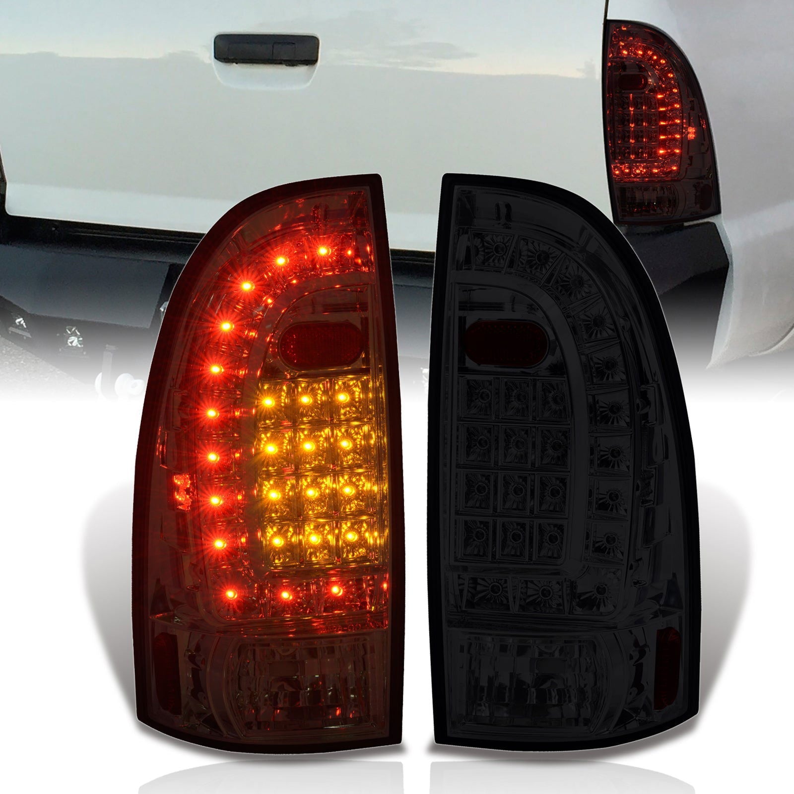 Toyota Tacoma 2005-2015 LED Tail Lights Chrome Housing Smoke Len - Parts Agent