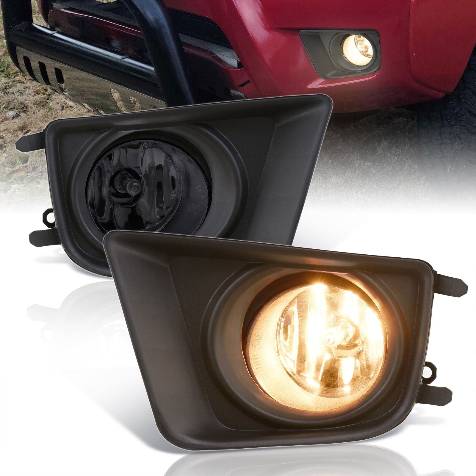 Toyota Tacoma 2012-2015 Front Fog Lights Smoked Len (Includes Switch & Wiring Harness) - Parts Agent