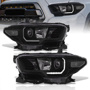 Toyota Tacoma 2016-2023 Factory Style Projector Headlights Black Housing Clear Len Clear Reflector (Models with Factory LED DRL Headlights Only) - Parts Agent