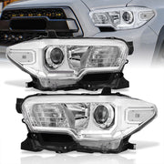Toyota Tacoma 2016-2023 Factory Style Projector Headlights Chrome Housing Clear Len Clear Reflector (Models with Factory LED DRL Headlights Only) - Parts Agent