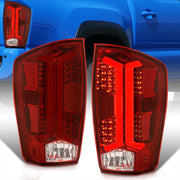 Toyota Tacoma 2016-2023 LED Bar Tail Lights Chrome Housing Red Len White Tube - Parts Agent