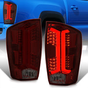 Toyota Tacoma 2016-2023 LED Bar Tail Lights Chrome Housing Red Smoke Len White Tube - Parts Agent