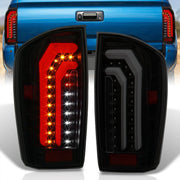 Toyota Tacoma 2016-2023 Sequential LED Bar Tail Lights Black Housing Smoke Len White Tube (Version 2) - Parts Agent