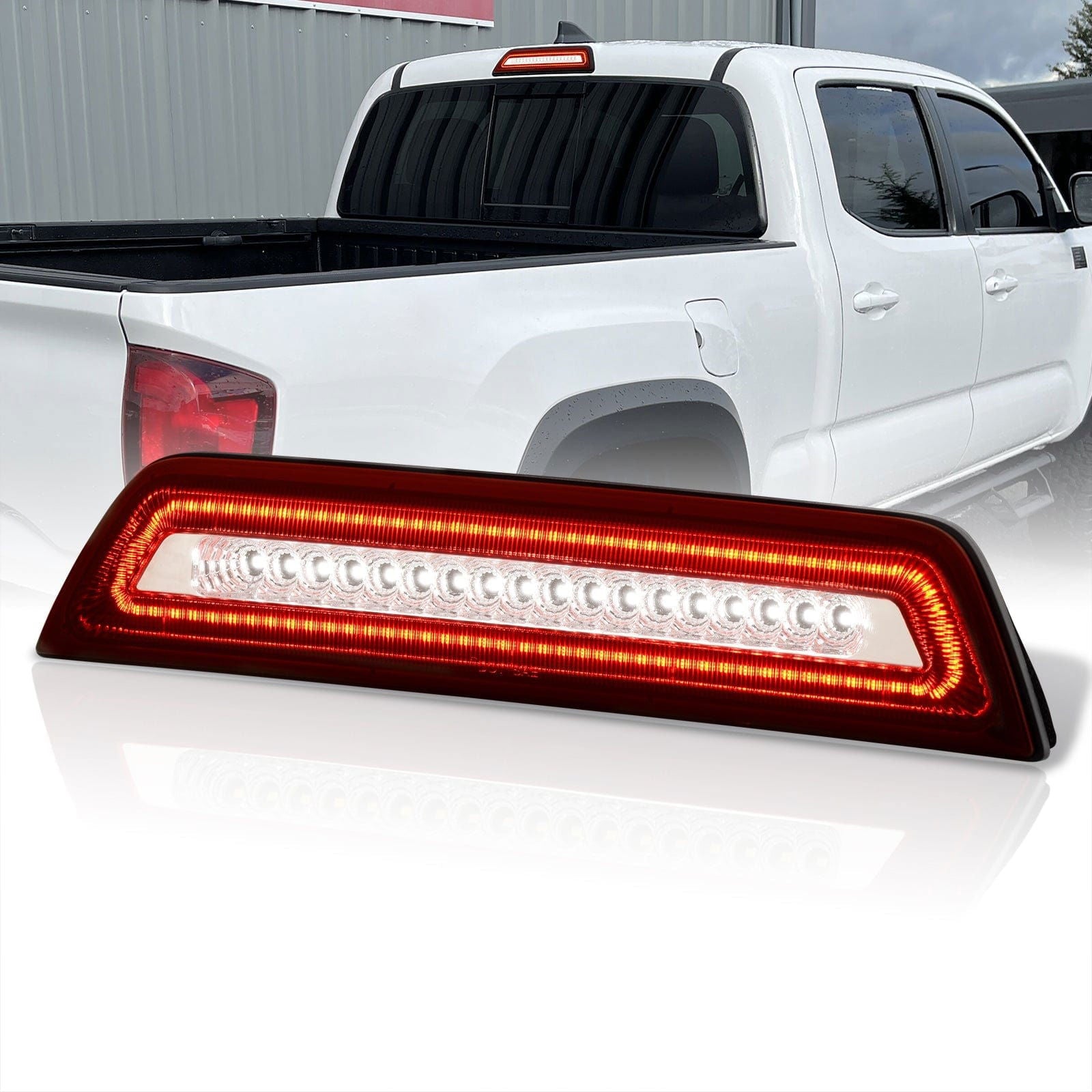 Toyota Tacoma 2016-2023 Strobe LED 3rd Brake Light Chrome Housing Red Len - Parts Agent
