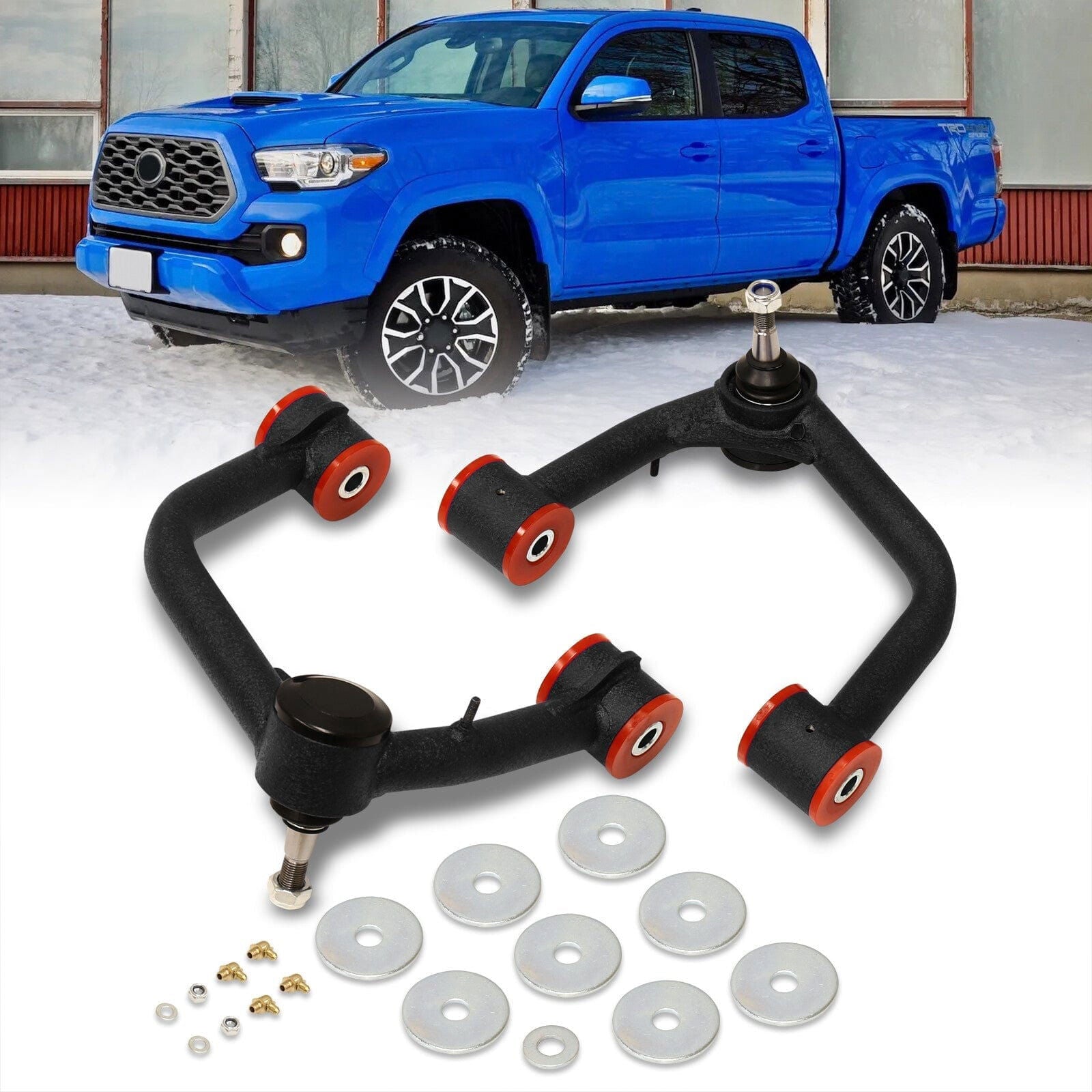 Toyota Tacoma 6-Lug 2005-2023 2-4" Lift Front Upper Tubular Control Arms Black - Parts Agent