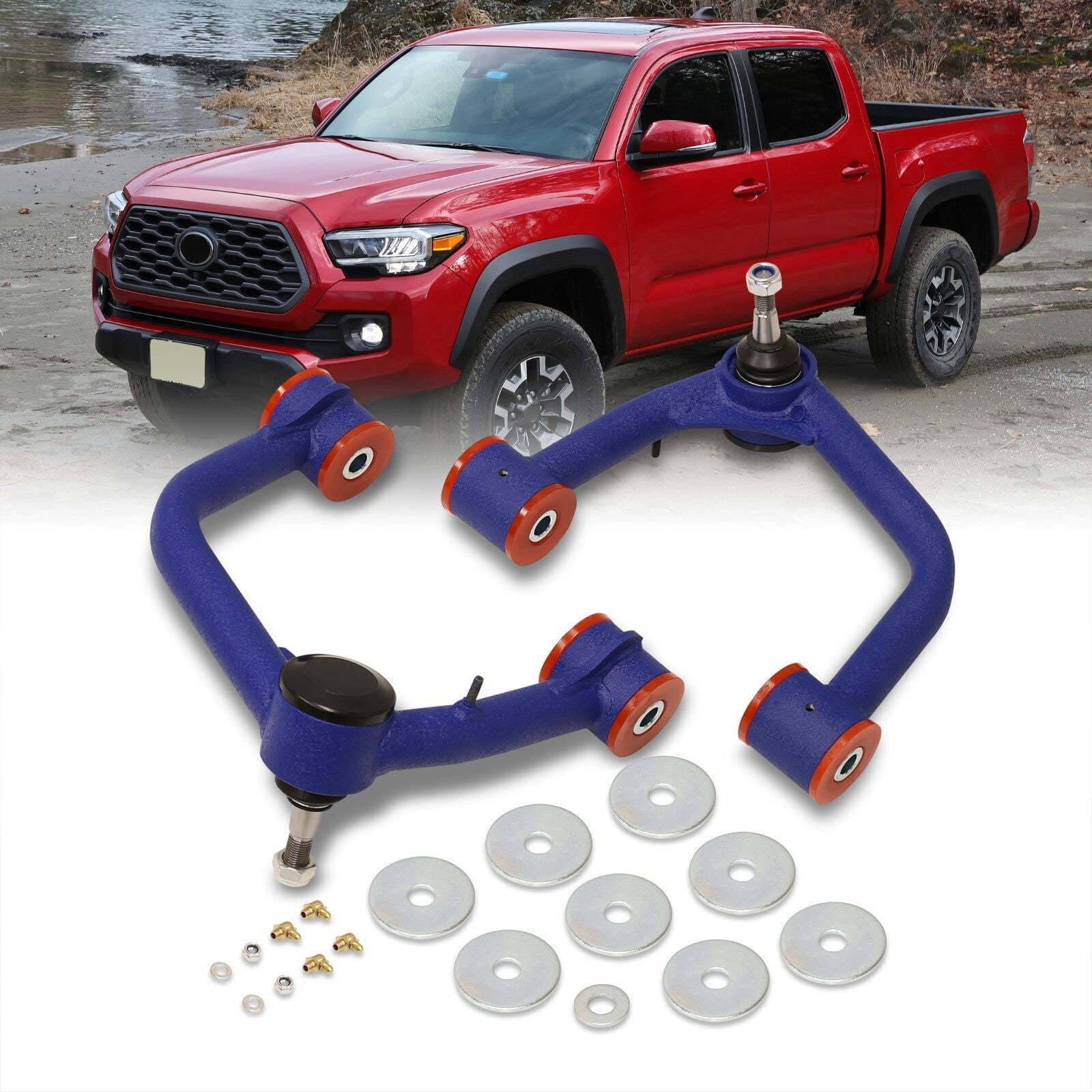 Toyota Tacoma 6-Lug 2005-2023 2-4" Lift Front Upper Tubular Control Arms Blue - Parts Agent