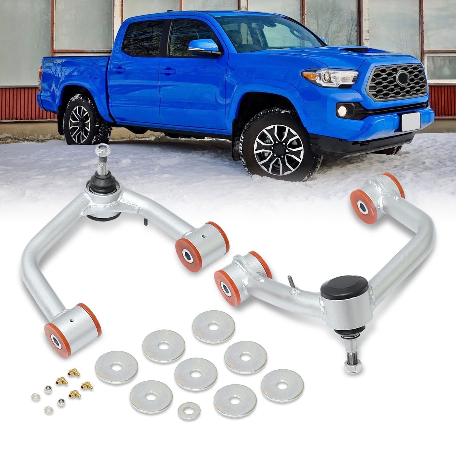 Toyota Tacoma 6-Lug 2005-2023 2-4" Lift Front Upper Tubular Control Arms Silver - Parts Agent