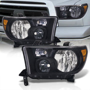 Toyota Tundra 2007-2013 / Sequoia 2008-2017 Factory Style Headlights Black Housing Clear Len Amber Reflector - Parts Agent