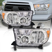 Toyota Tundra 2007-2013 / Sequoia 2008-2017 Factory Style Headlights Chrome Housing Clear Len Amber Reflector - Parts Agent