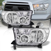 Toyota Tundra 2007-2013 / Sequoia 2008-2017 Factory Style Headlights Chrome Housing Clear Len Clear Reflector - Parts Agent