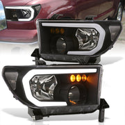 Toyota Tundra 2007-2013 / Sequoia 2008-2017 LED DRL Bar Factory Style Headlights Black Housing Clear Len Clear Reflector - Parts Agent