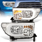 Toyota Tundra 2007-2013 / Sequoia 2008-2017 LED DRL Bar Factory Style Headlights Chrome Housing Clear Len Clear Reflector - Parts Agent