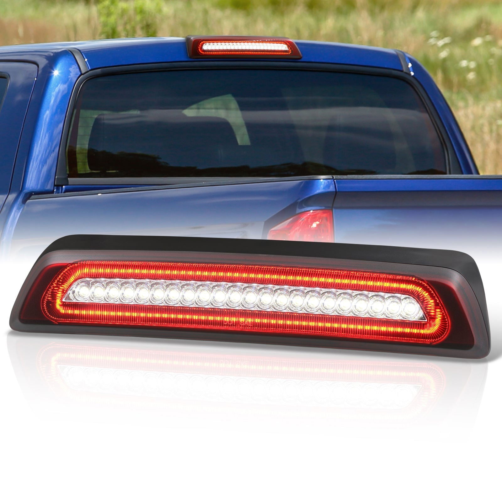 Toyota Tundra 2007-2021 Strobe LED 3rd Brake Light Chrome Housing Red Len - Parts Agent