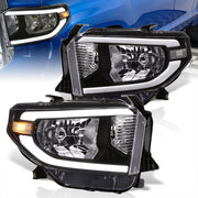 Toyota Tundra 2014-2021 LED DRL Bar Factory Style Headlights Black Housing Clear Len Clear Reflector (Halogen Models Only) - Parts Agent