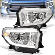 Toyota Tundra 2014-2021 LED DRL Bar Factory Style Headlights Chrome Housing Clear Len Clear Reflector (Halogen Models Only) - Parts Agent