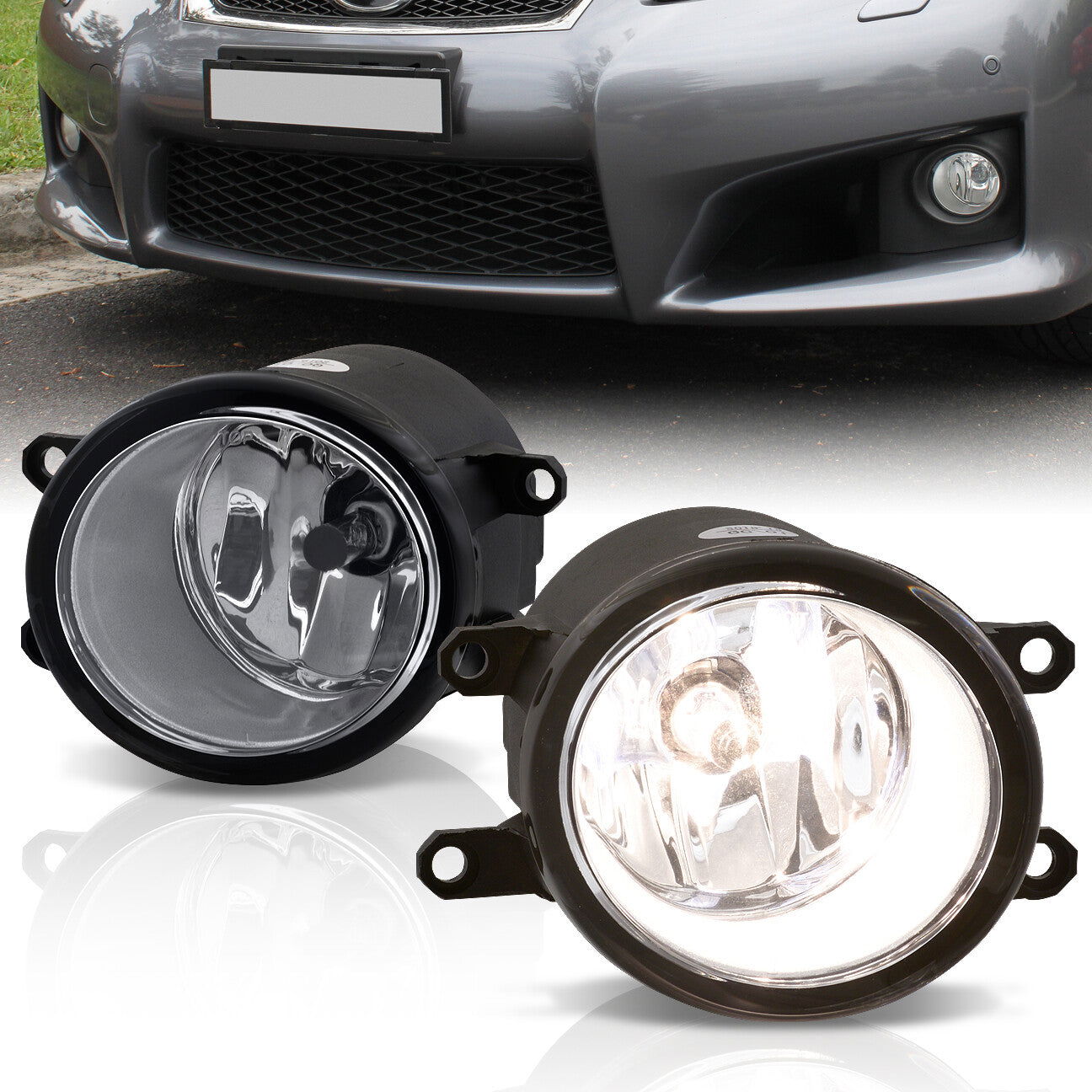 Toyota Universal Front Fog Lights Clear Len (No Switch & Wiring Harness) - Parts Agent
