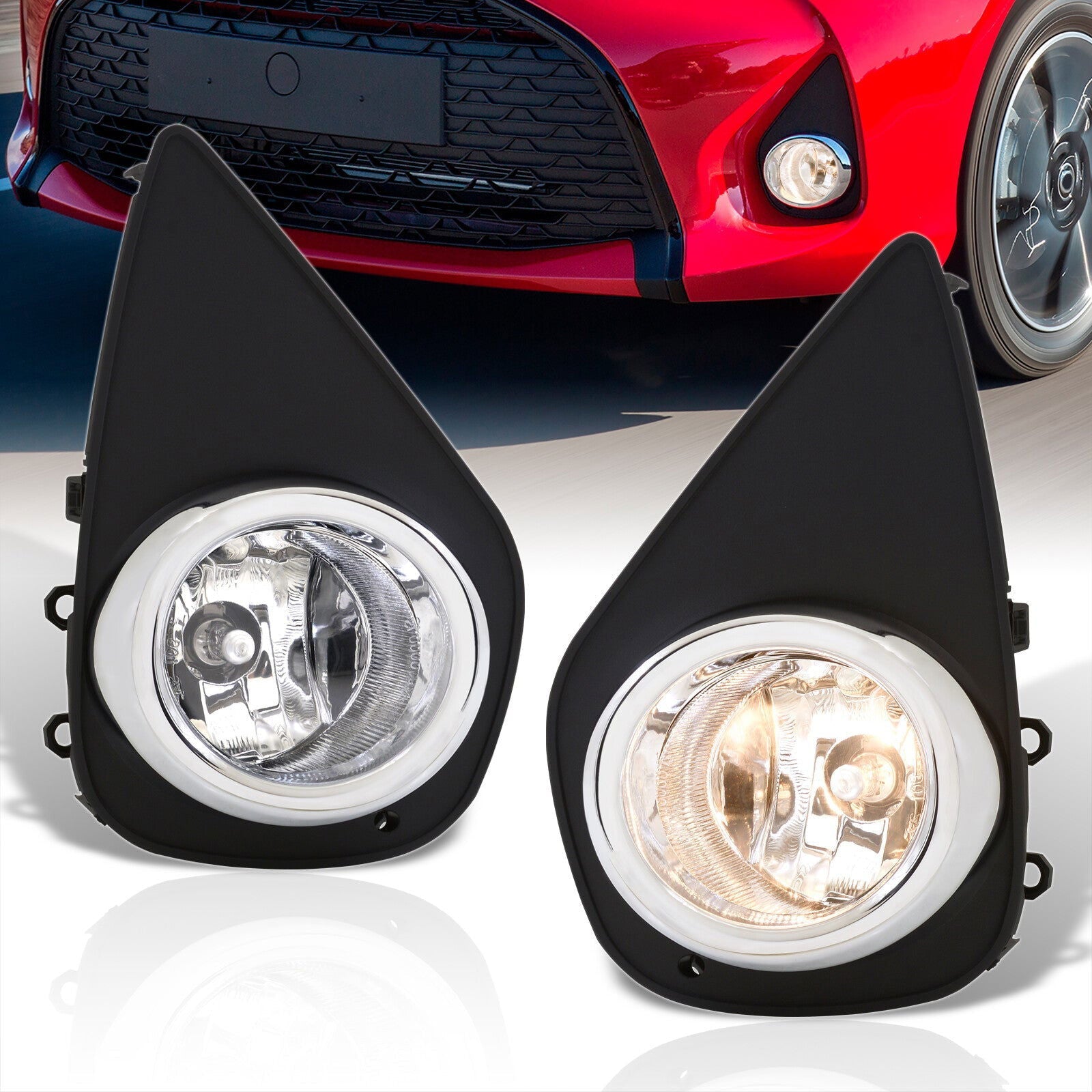 Toyota Yaris 2015-2017 Front Fog Lights Clear Len (Includes Switch & Wiring Harness) - Parts Agent