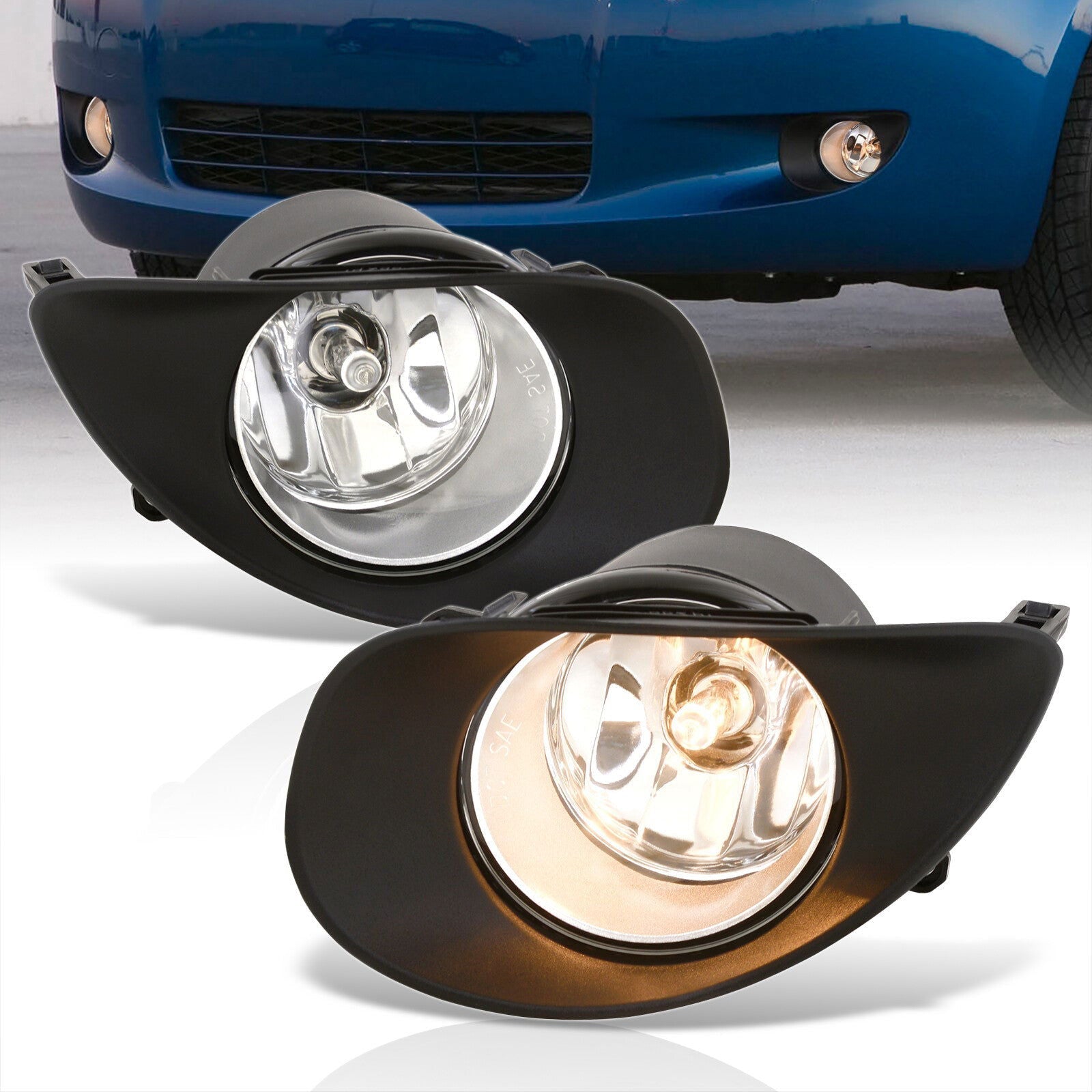 Toyota Yaris Hatchback 2006-2008 Front Fog Lights Clear Len (Includes Switch & Wiring Harness) - Parts Agent
