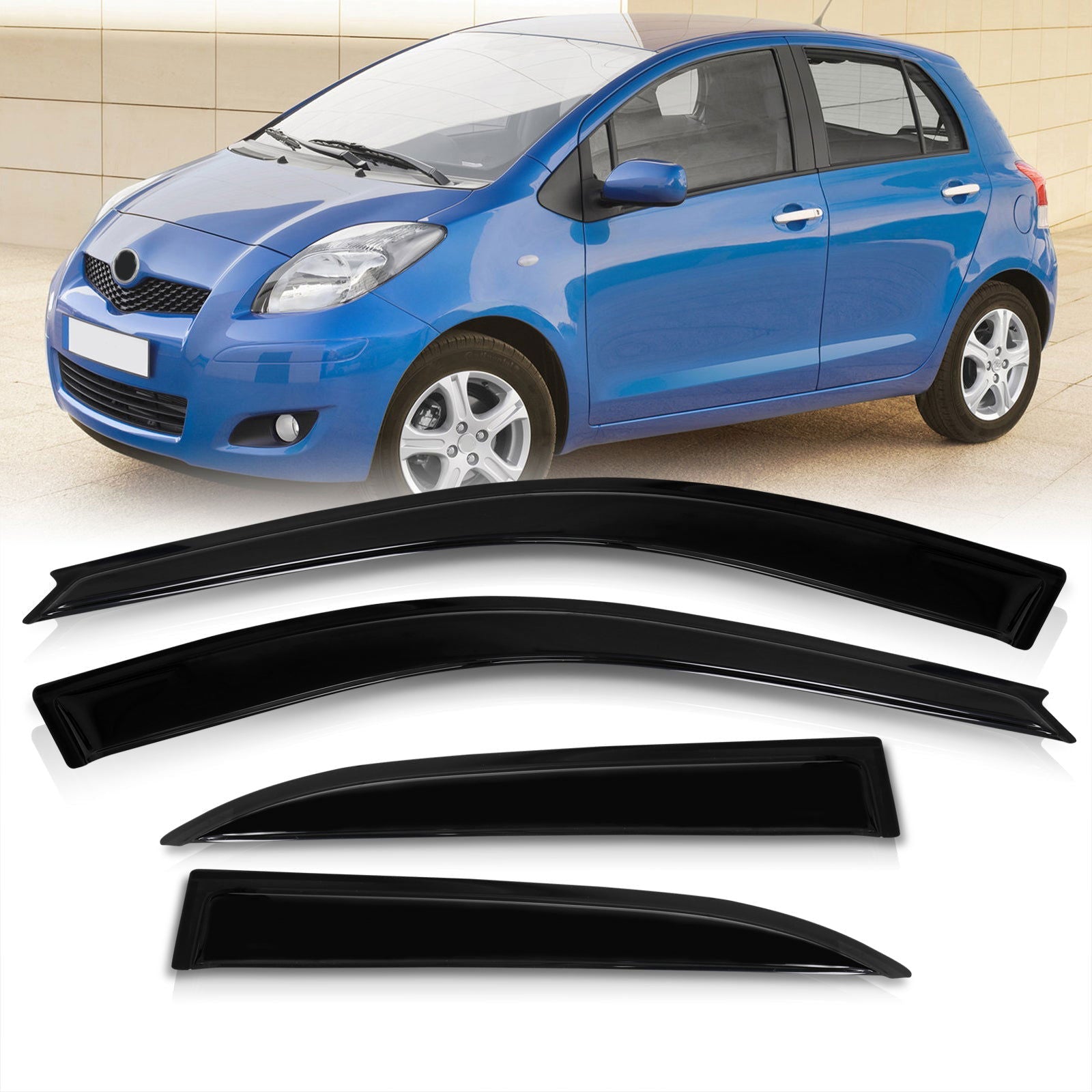 Toyota Yaris Hatchback 2006-2011 4 Door Tape On Window Visors - Parts Agent