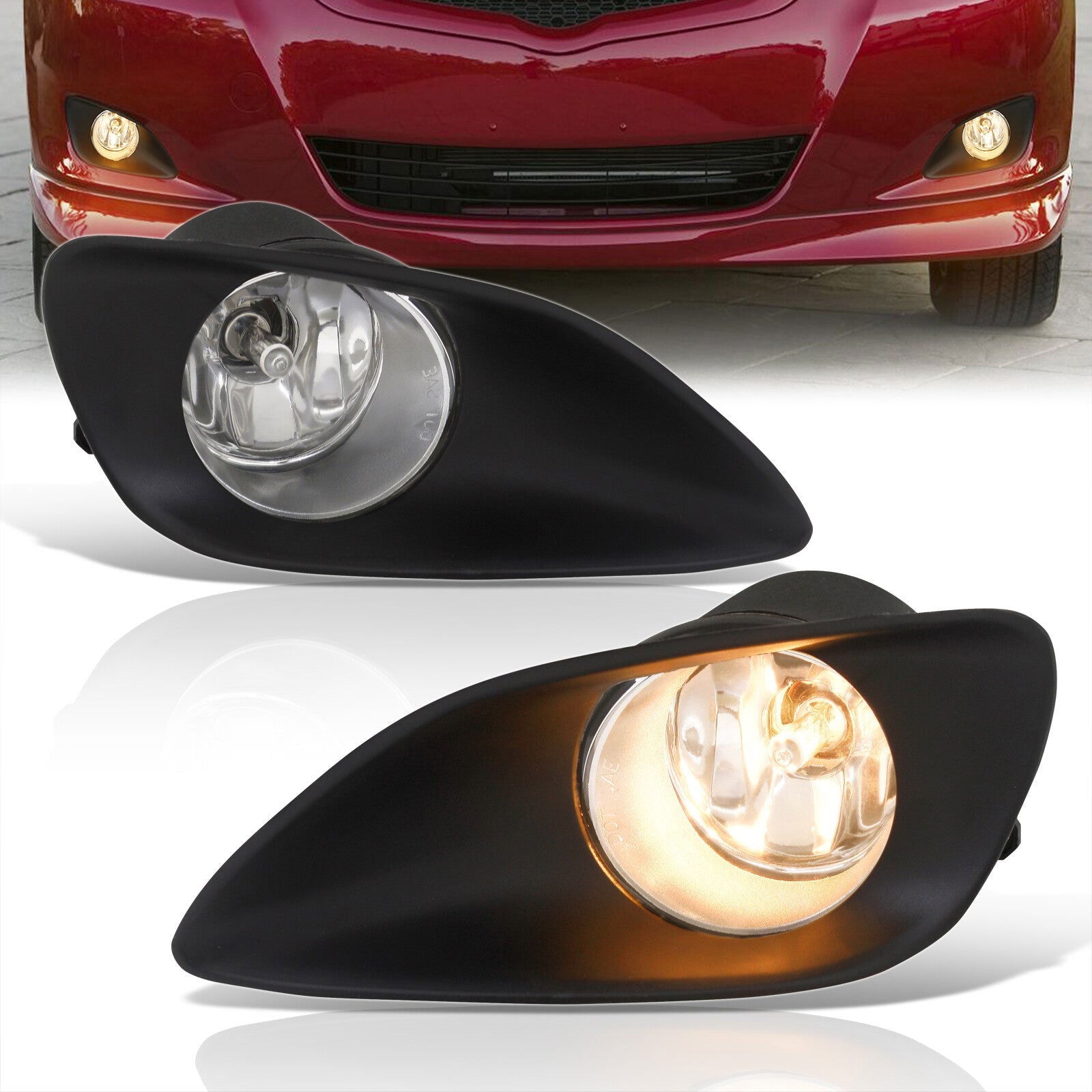 Toyota Yaris Sedan 2006-2008 Front Fog Lights Clear Len (Includes Switch & Wiring Harness) - Parts Agent