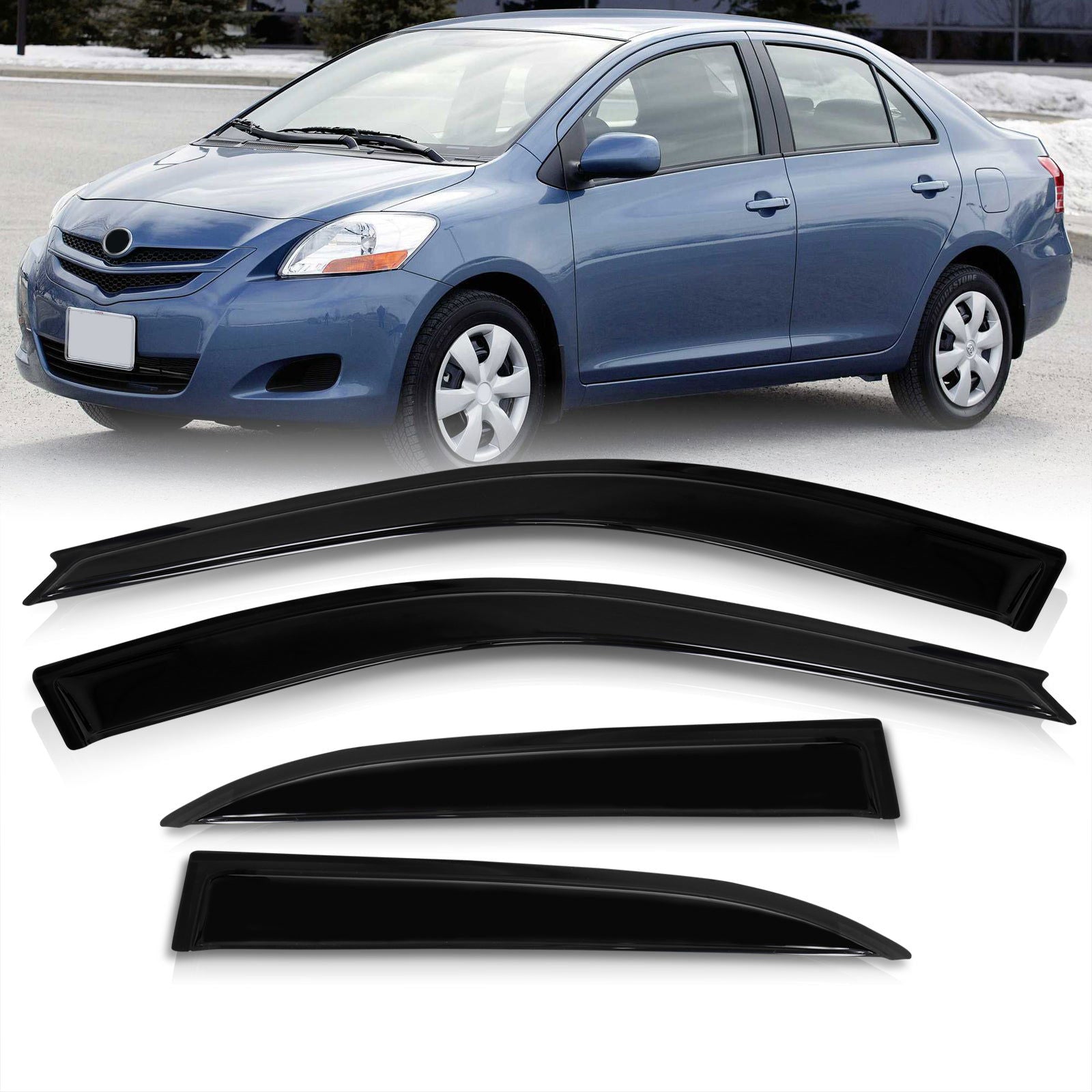 Toyota Yaris Sedan 2006-2011 4 Door Tape On Window Visors - Parts Agent