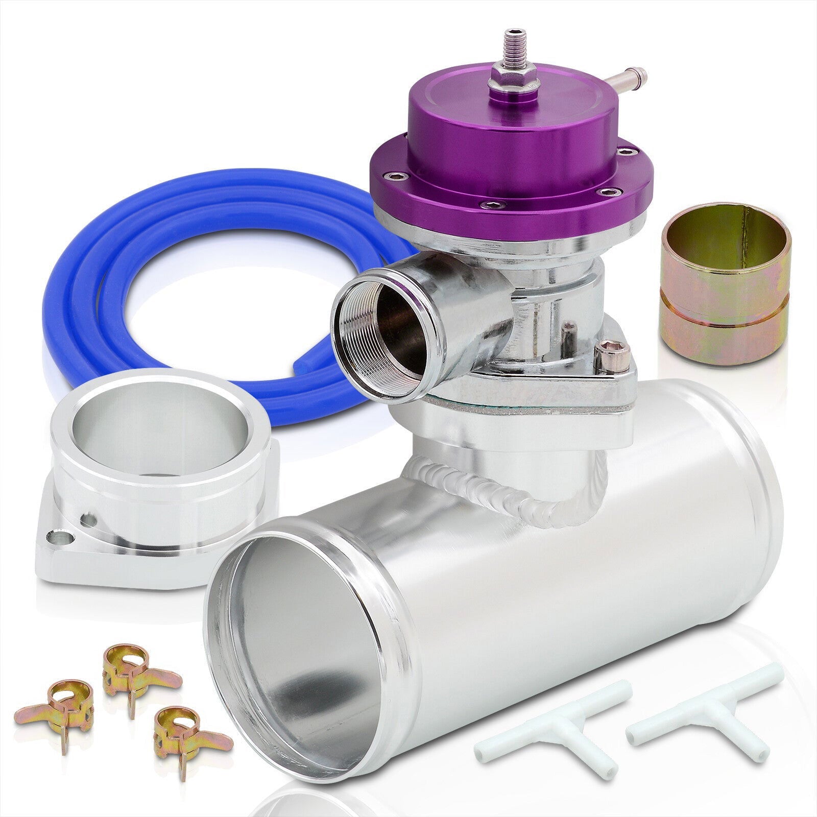 Type-S Purple Blow Off Valve BOV Adjustable PSI + 2.5" Aluminum Adapter Pipe - Parts Agent