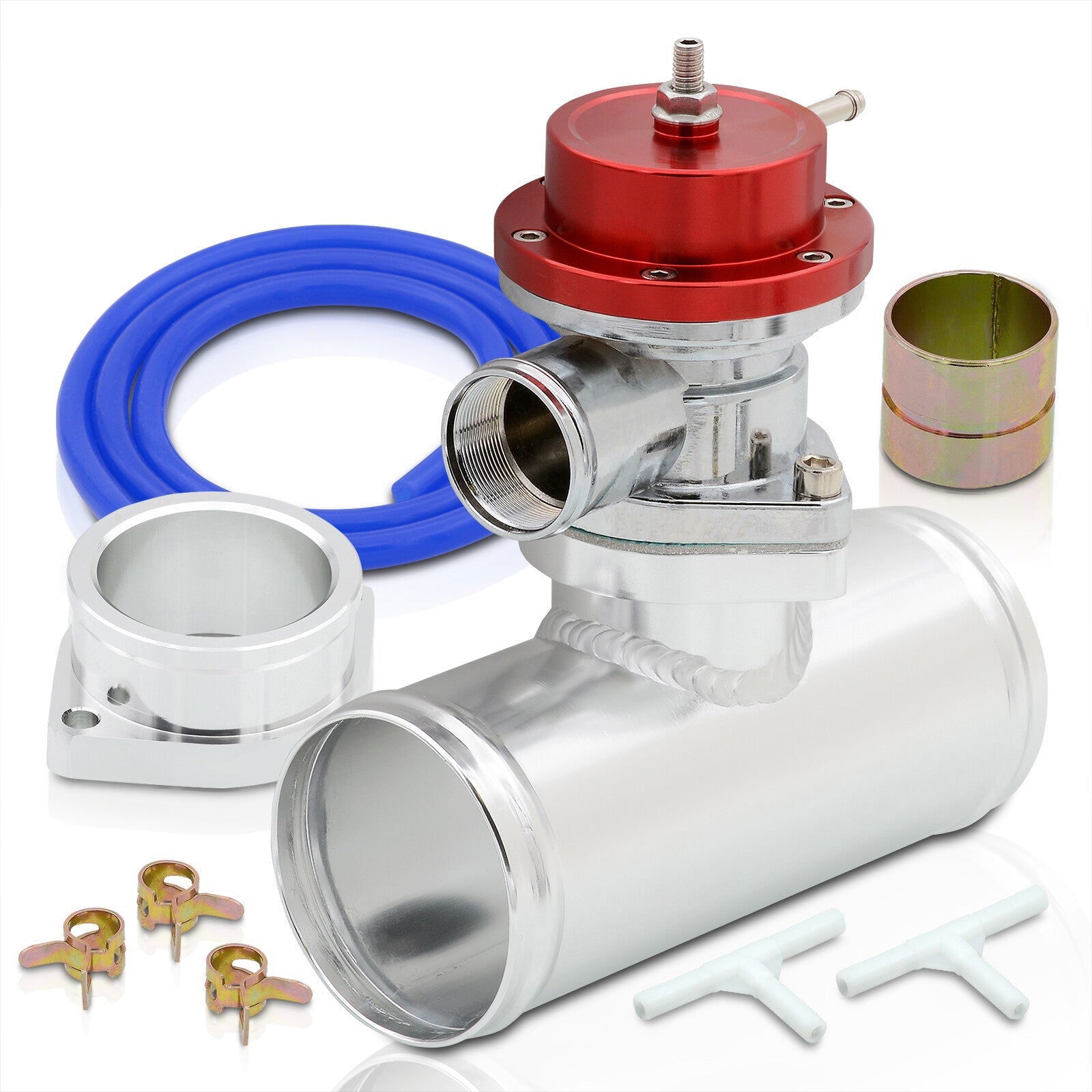 Type-S Red Blow Off Valve BOV Adjustable PSI + 2.5" Aluminum Adapter Pipe Set - Parts Agent