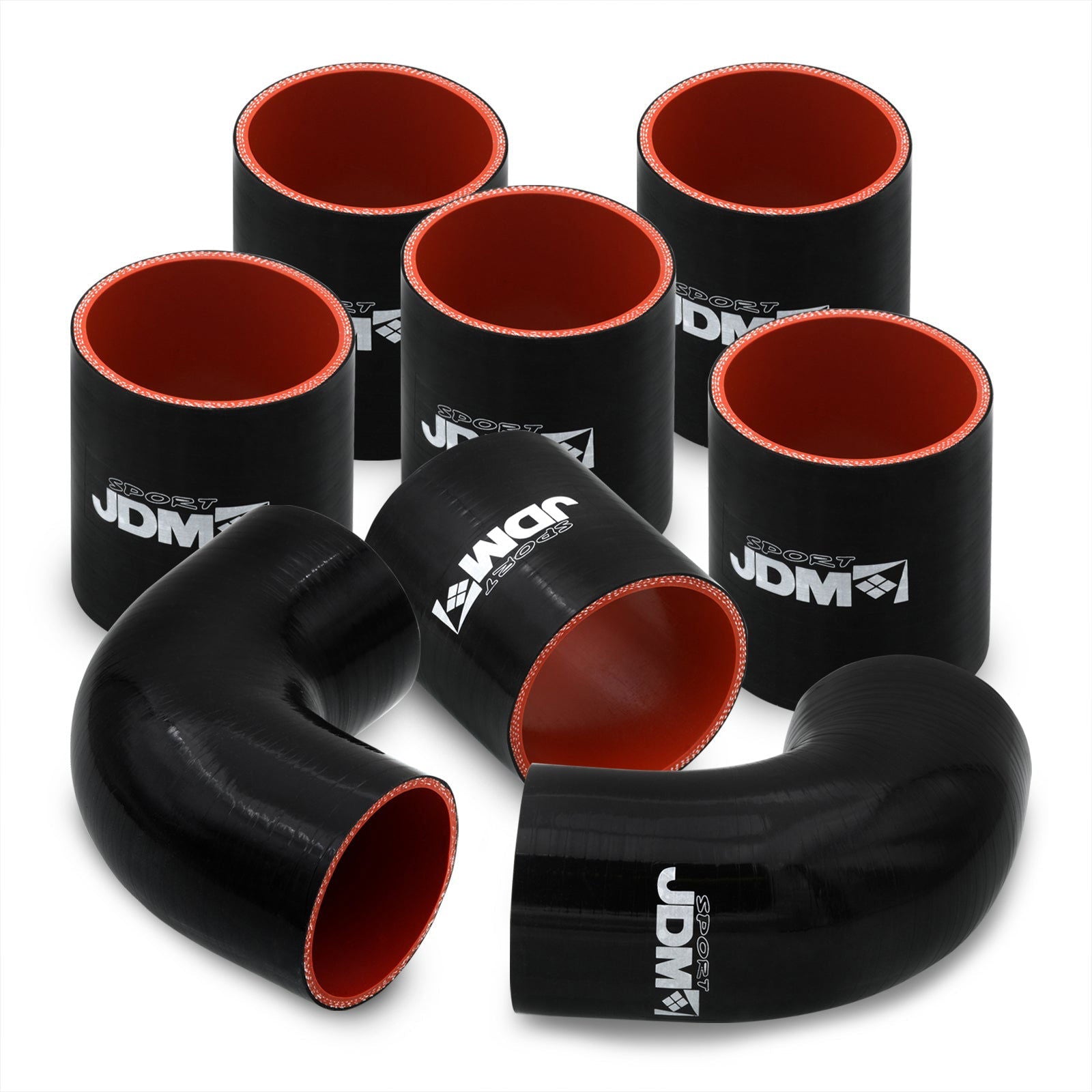 Universal 2.5" 8 Pieces Piping Kit Silicone Couplers Black (Use with PK-8P25* or PK-8PU25*) - Parts Agent
