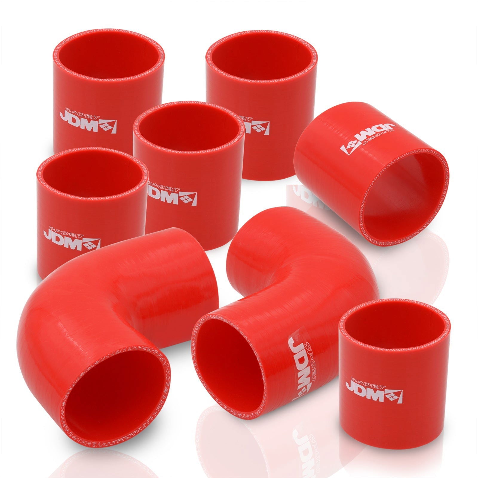 Universal 2.5" 8 Pieces Piping Kit Silicone Couplers Red (Use with PK-8P25* or PK-8PU25*) - Parts Agent